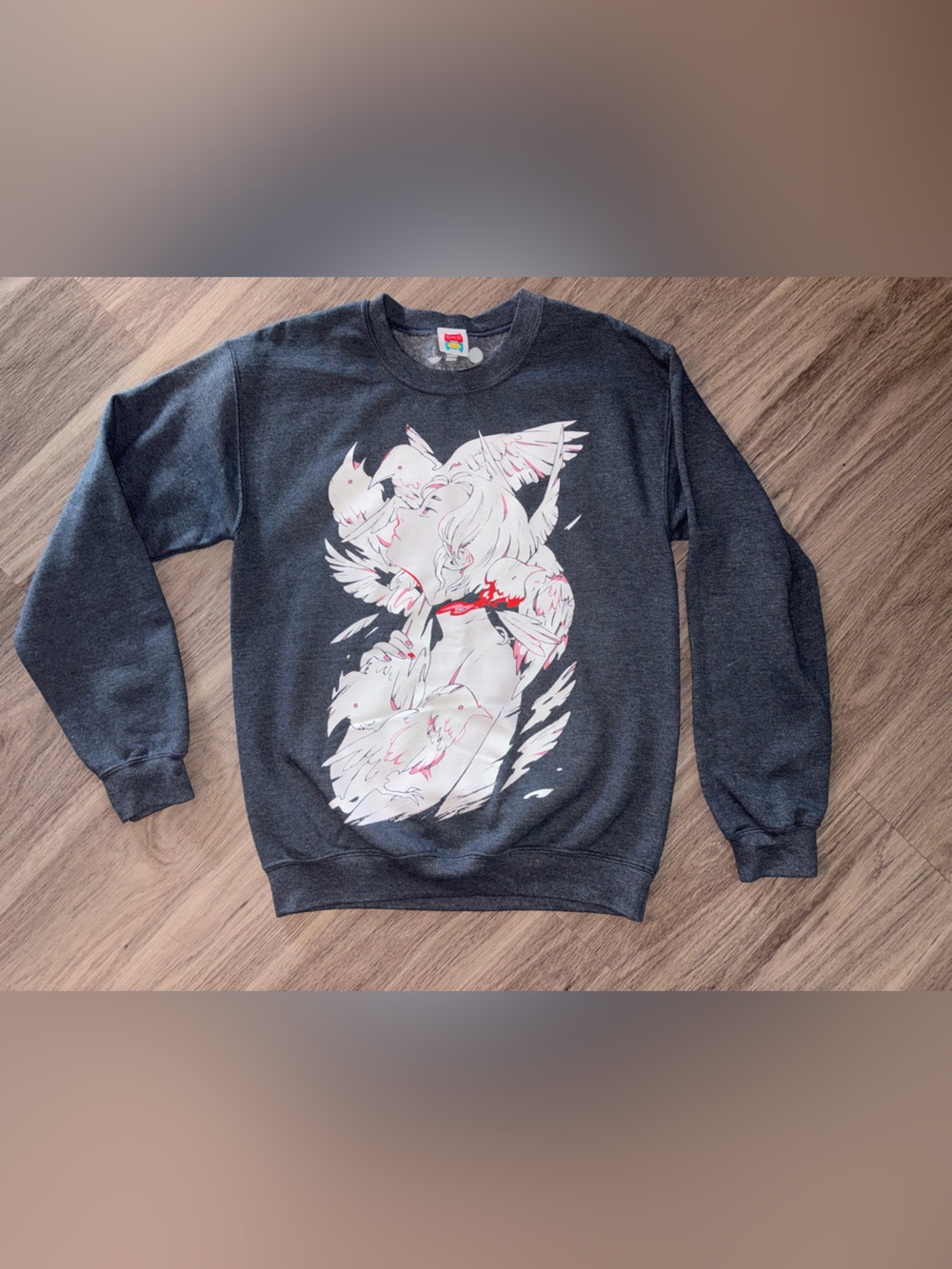 Rare OMOCAT 3 Days March Crewneck Sweatshirt Charcoal Gray Small Anime